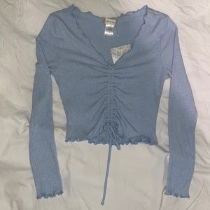 Altar’d State Blue Fog Long Sleeve Cinch Top